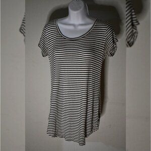Women's Striped Black & White T-Shirt